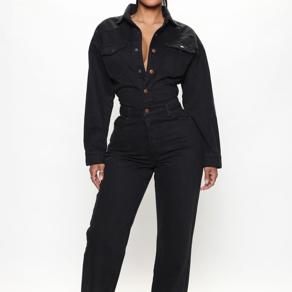 Black Denim Jumpsuit